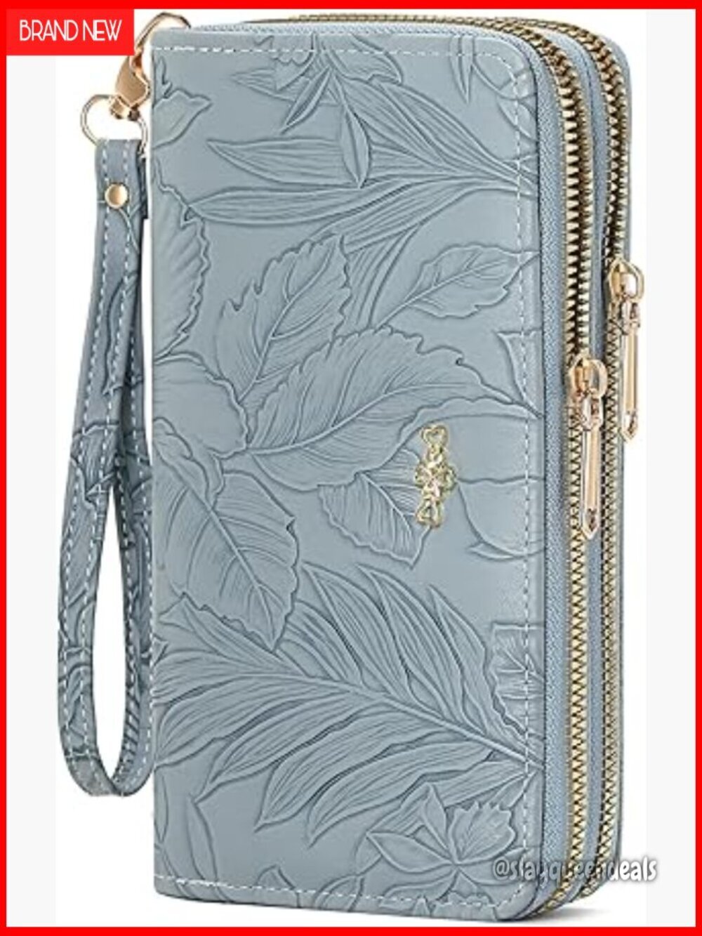 Large Capacity Leather Clutch Wallet with Wristlet RFID Protection